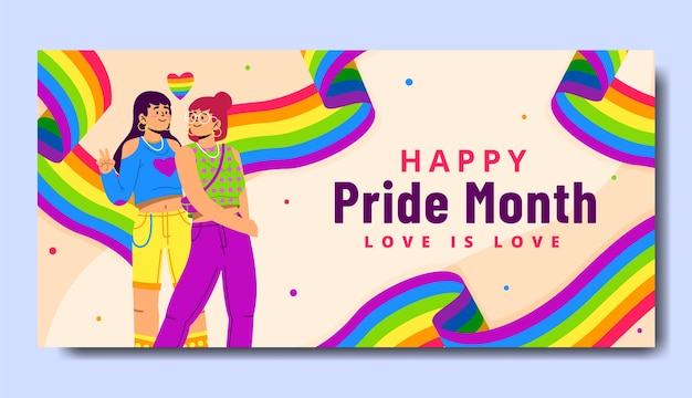 Flat lgbt pride horizontal banner template