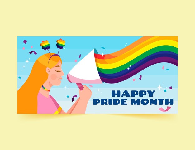 flat lgbt pride horizontal banner template