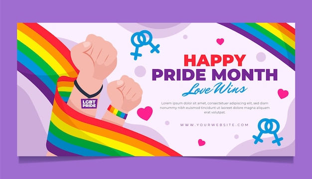 Flat lgbt pride horizontal banner template