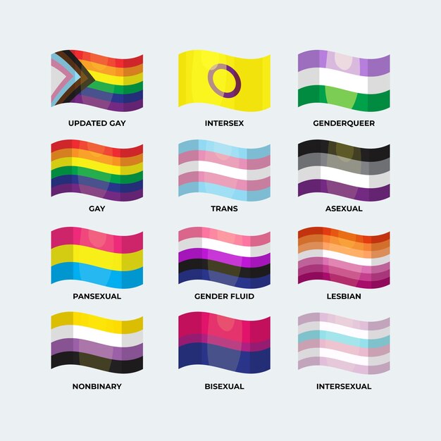 Flat  lgbt pride month flags collection