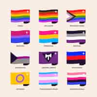 Free vector flat lgbt pride month flags collection