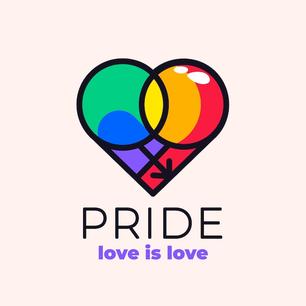 Flat lgbt pride month logo template