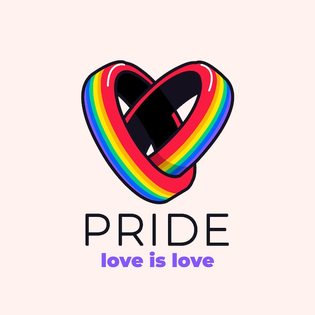 Flat lgbt pride month logo template