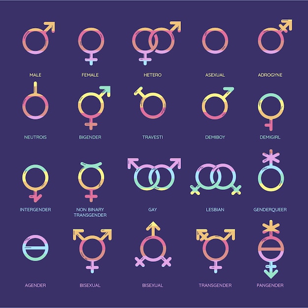 Free vector flat lgbt pride month symbols collection