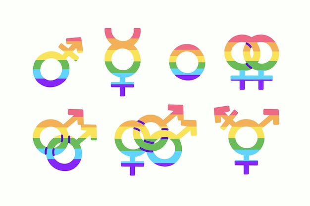 Flat lgbt pride month symbols collection