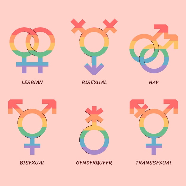 Flat lgbt pride month symbols collection