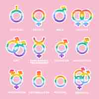 Free vector flat lgbt pride month symbols collection