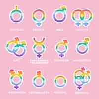 Free vector flat lgbt pride month symbols collection