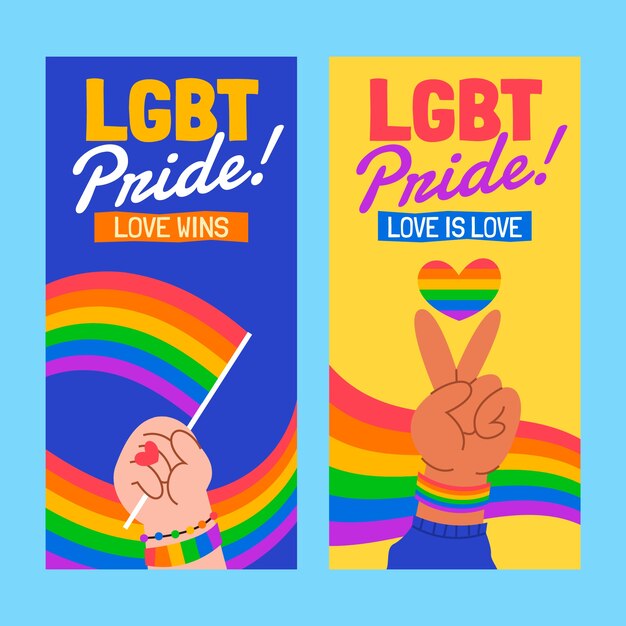 Flat lgbt pride vertical banners collection