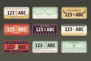 Free vector flat license plate collection