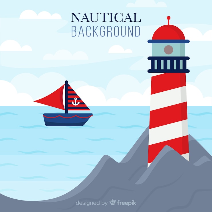 Free Vector flat lighthouse nautical background