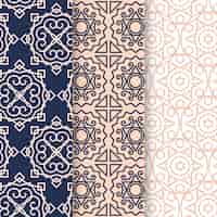 Free vector flat linear arabic pattern collection