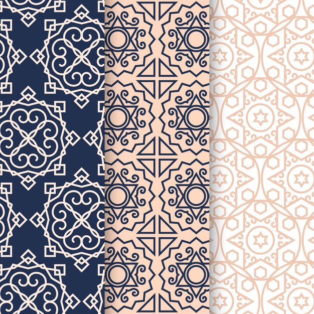 Flat linear arabic pattern collection