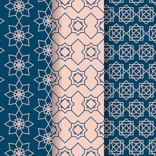 Free vector flat linear arabic pattern collection