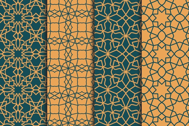 Flat linear arabic pattern collection