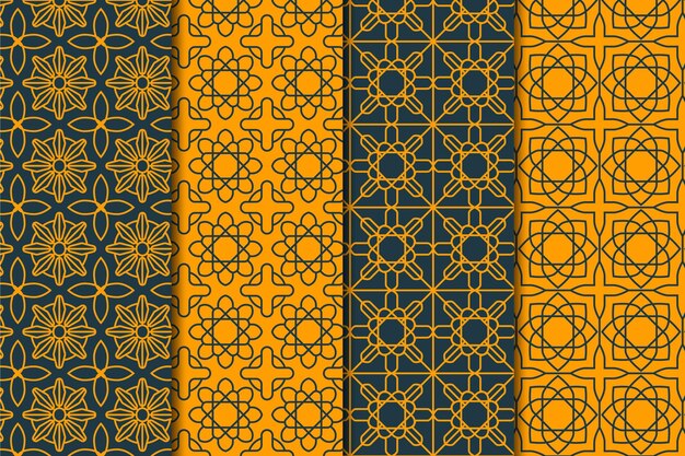 Flat linear arabic pattern collection