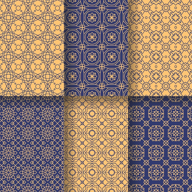 Free vector flat linear arabic pattern collection