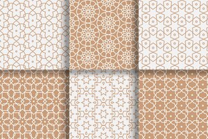 Бесплатное векторное изображение Коллекция плоских линейных арабских узоров