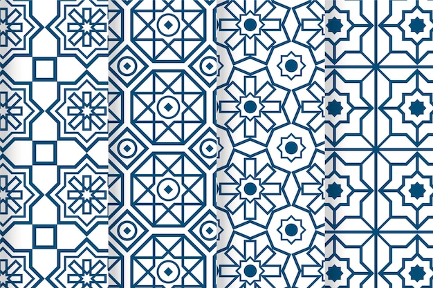 Flat linear arabic pattern collection