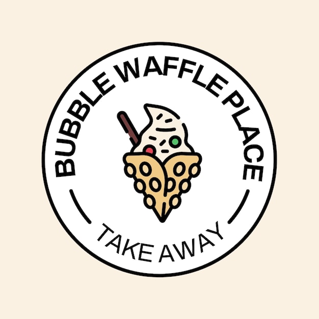 Free vector flat linear bubble waffle place logo