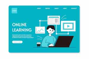 Free vector flat linear online education homepage