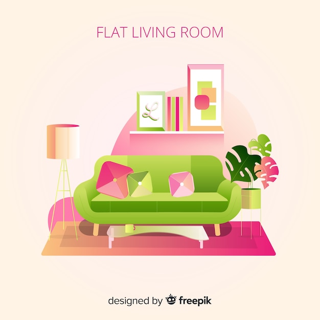 Free vector flat living room