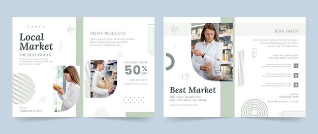 Free vector flat local market business brochure template