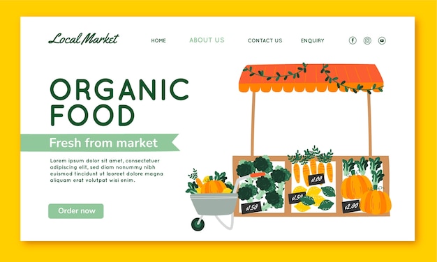 Flat local market business landing page template