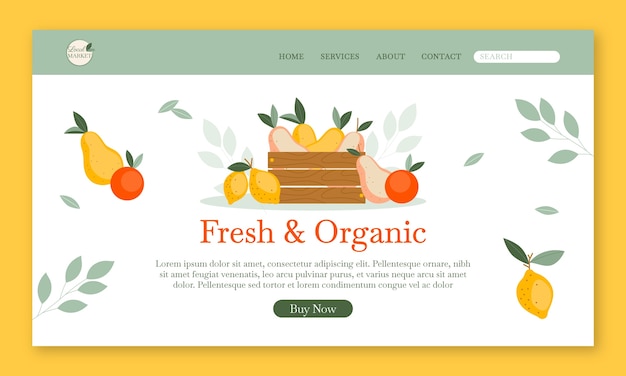 Flat local market business landing page template