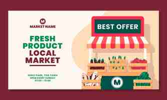 Free vector flat local market business social media promo template