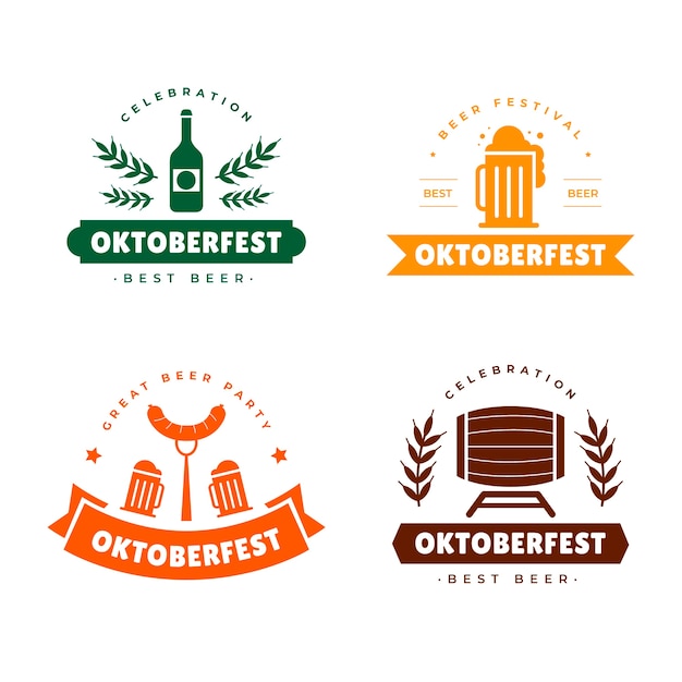 Free vector flat logo template for oktoberfest celebration