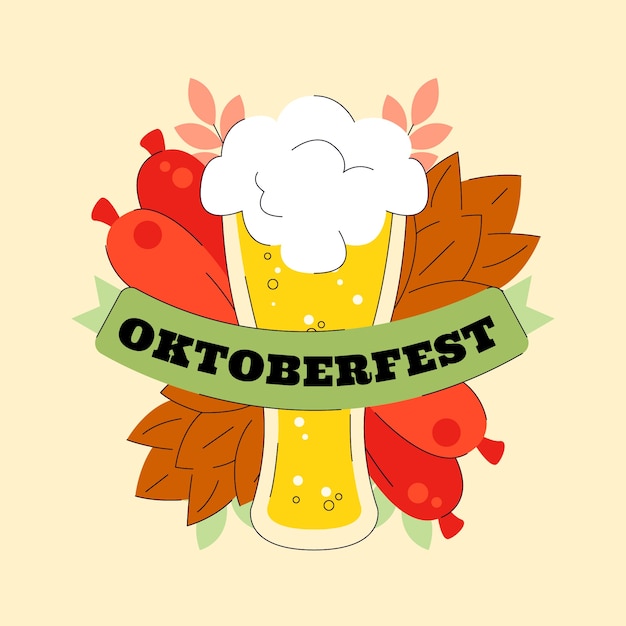 Vettore gratuito modello di logo piatto per la celebrazione dell'oktoberfest