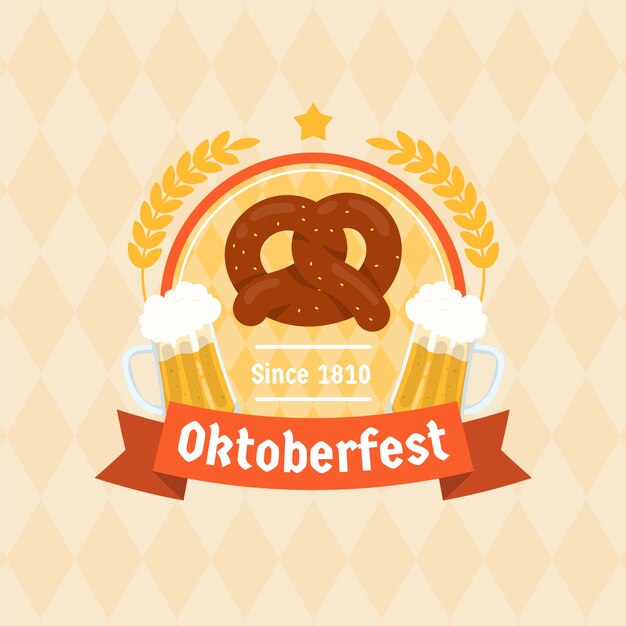 Free vector flat logo template for oktoberfest celebration