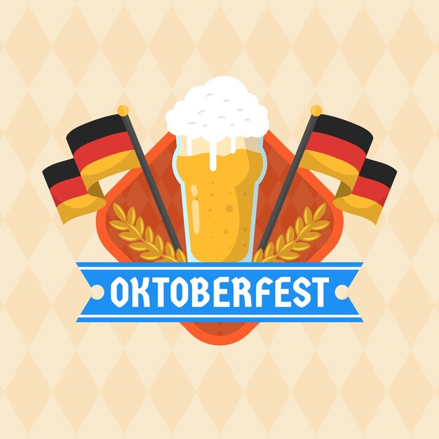 Modello di logo piatto per la celebrazione dell'oktoberfest