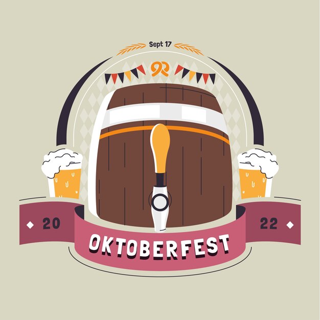 Free vector flat logo template for oktoberfest celebration