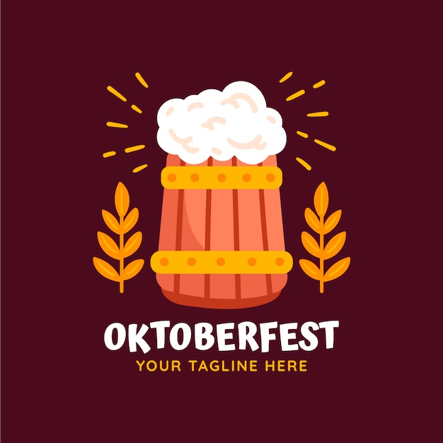 Vettore gratuito modello di logo piatto per la celebrazione dell'oktoberfest