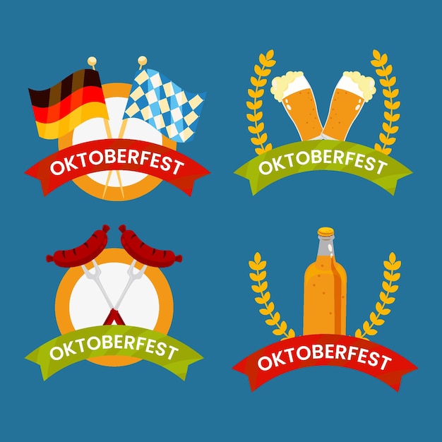 Free vector flat logo template for oktoberfest festival