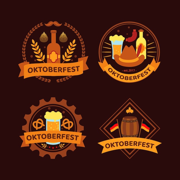 Free vector flat logo template for oktoberfest festival