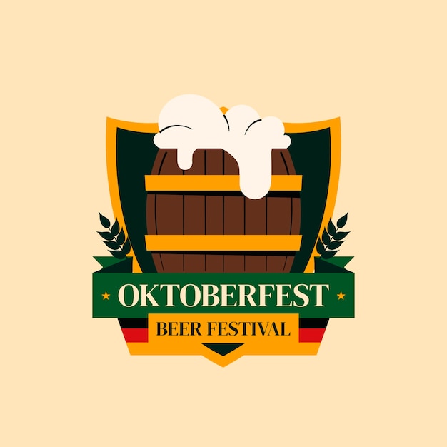 Vettore gratuito modello di logo piatto per il festival dell'oktoberfest