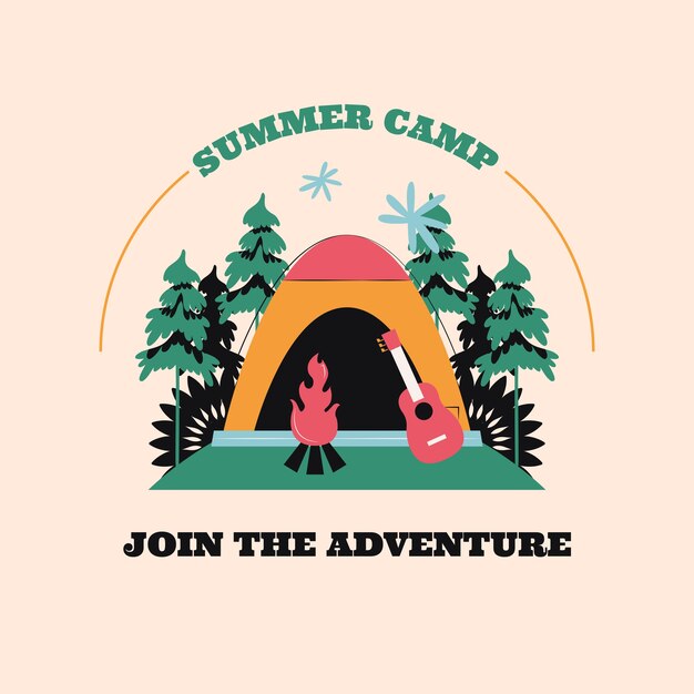 Flat logo template for summer camp