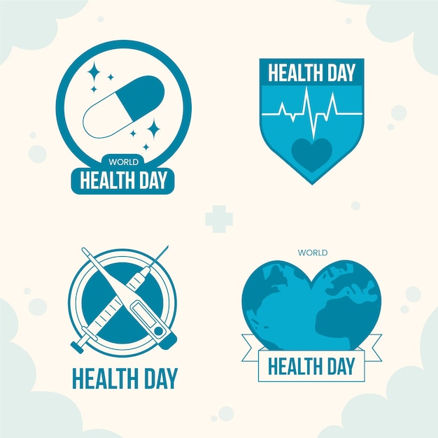 世界健康デーに関する意識を高めるためのフラットロゴのテンプレート