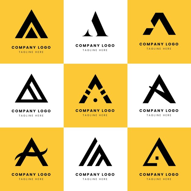 Flat a logo templates collection