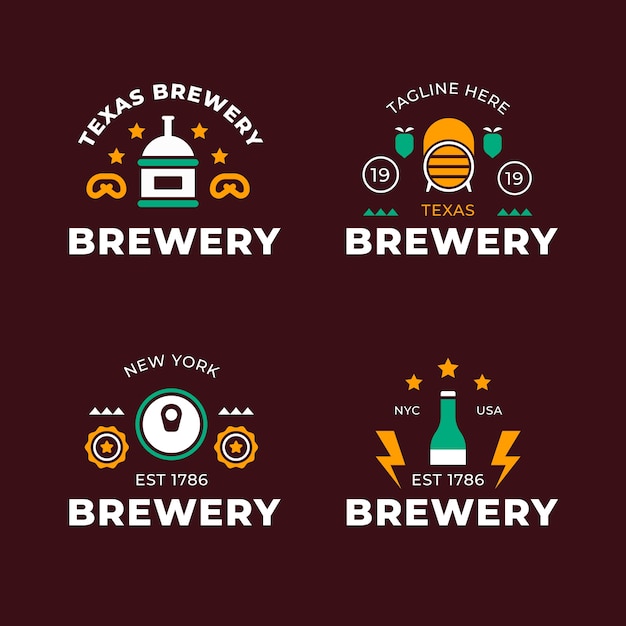 Flat logos collection for brewery