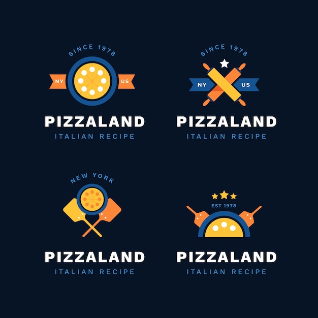 Free vector flat logos collection for vintage pizzeria