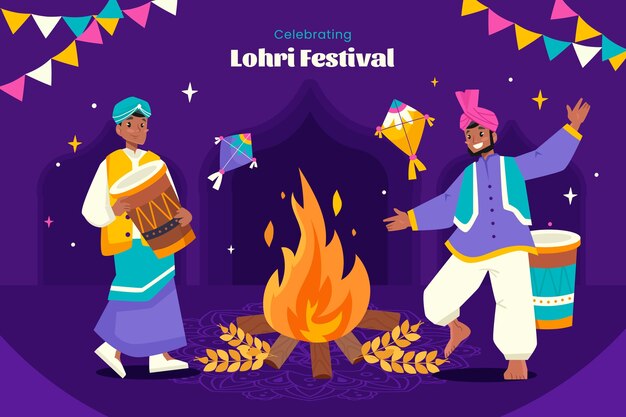 Free vector flat lohri background