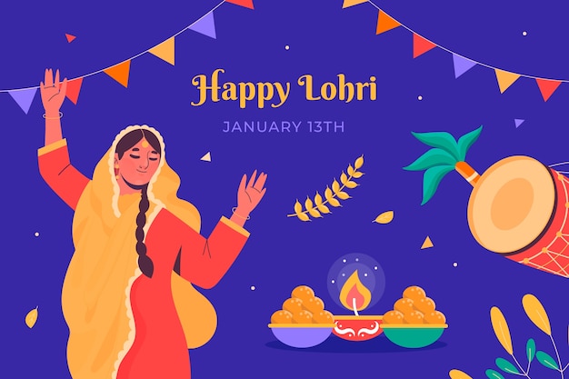 평면 lohri 축제 배경