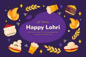 Free vector flat lohri festival celebration background