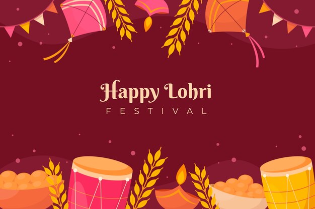 Free Vector flat lohri festival celebration background