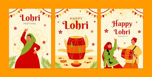 Коллекция поздравительных открыток с празднованием фестиваля плоских лори