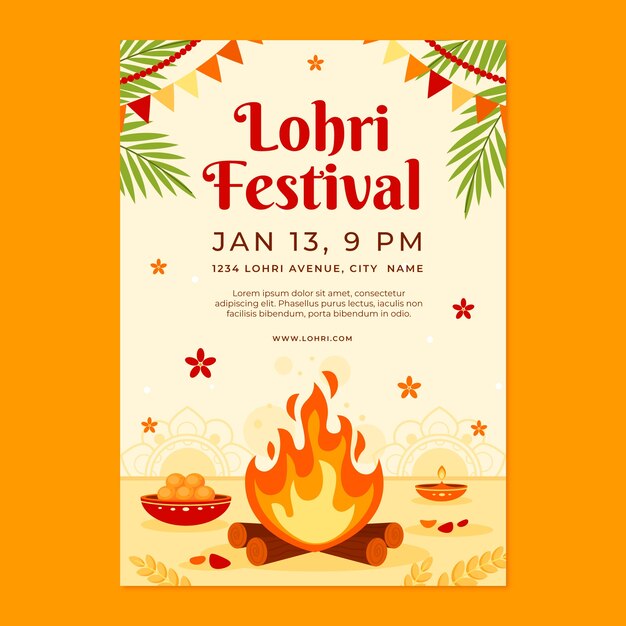 Плоский шаблон празднования фестиваля лори вертикальный плакат